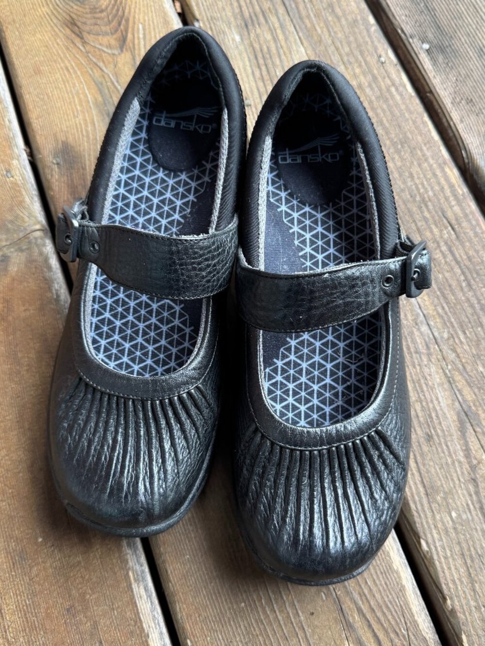 Dansko Black MIlled Leather Kitty Slip Resistant Mary Janes in Womens 40/9.5 -10